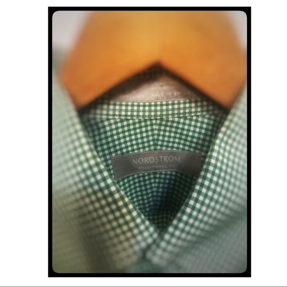 𝅺nordstrom Green & White Checkerboard Button Down - Picture 4 of 4